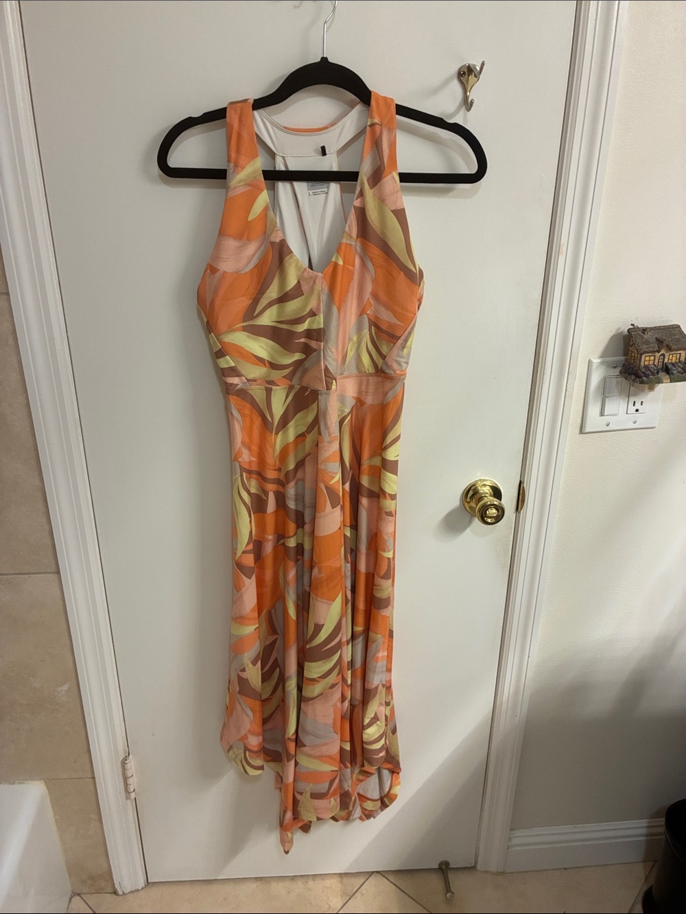 Prana Orange Tropical Print Maxi Dress Sz L - Picture 2 of 10